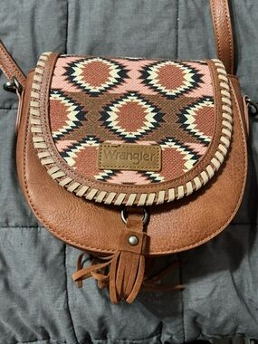 Wrangler Brown and Pink Patterned Crossbody Bag